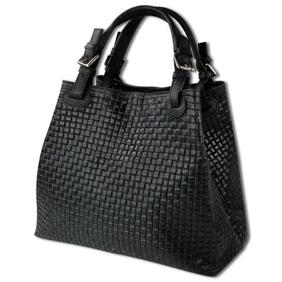 Toscanto Damen Handtasche Umhängetasche Leder Tasche schwarz OTT164HS