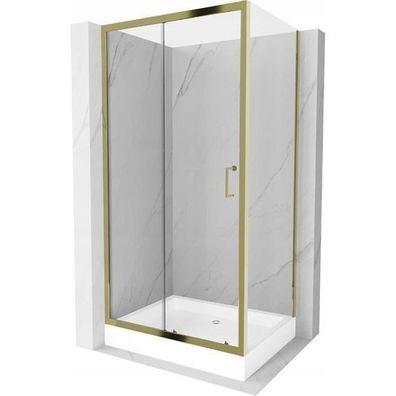 Mexen Apia Gold Duschabtrennung 120x80cm mit Rio Wanne, Transparent Glas