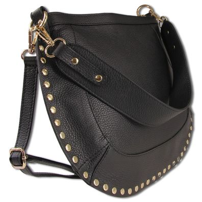 Toscanto Damen Schultertasche Umhängetasche Leder Tasche schwarz OTTM105SS