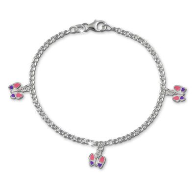 SilberDream 15,5cm Armband Kinder rosa lila Schmetterling Echt Silber SDA011