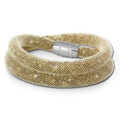 SilberDream 18cm Armband Damen gold Mini Kristalle Edelstahl & Nylon SDA051Y9