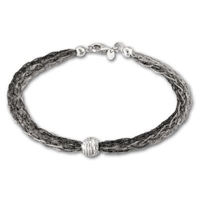 SilberDream 20,5cm Armband Kugel schwarz silber Damen Schmuck 925er SDA1001K