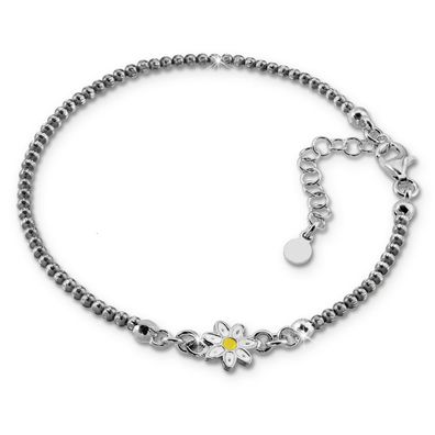 SilberDream 18-21cm Armband Blume diamantiert geschwärzt Damen Schmuck SDA1198K