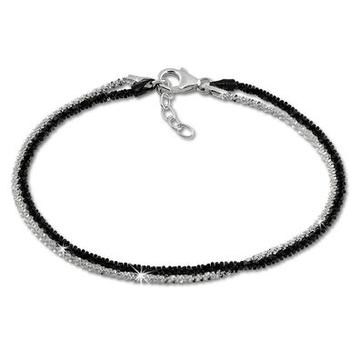 SilberDream 19cm Armband gedreht 925 Silber schwarz Damen Schmuck SDA2169S