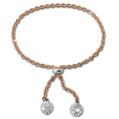 SilberDream bis 25cm Armband Glitzer ganz rose weiß Damen Schmuck SDA2205E