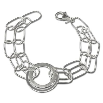 SilberDream 18,5cm Silberarmband Ringe matt silber Damen Armschmuck SDA419