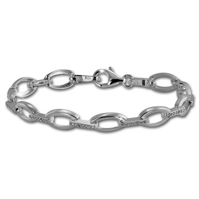 SilberDream Armband Damen Oval 925er Echt Silber 18,8cm weiß Armschmuck SDA449W