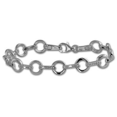 SilberDream Armband Damen rund 925er Echt Silber 18,8cm weiß Armschmuck SDA450W