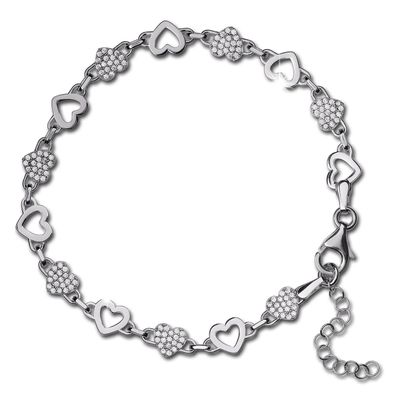 SilberDream Zirkonia Armband Damen Herzen 925 Silber silber Schmuck SDA4798W