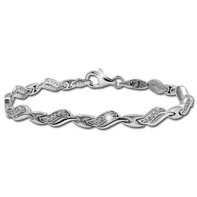 SilberDream Armband Wave Zirkonia weiß 925er Silber 18,5cm Damen SDA4807W