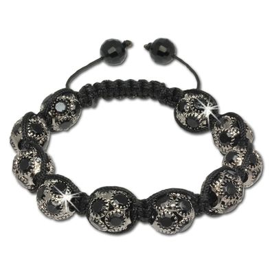 SilberDream 18-23cm Shamballa Armband Damen silber 10 Kugeln Zirkonia SDA926