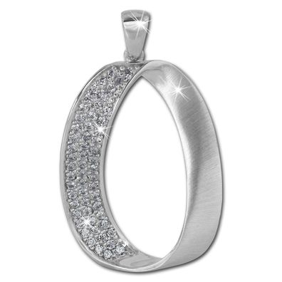 SilberDream Anhänger für Damen Silber Schmuck Oval Zirkonia matt SDH401W