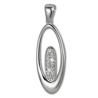 SilberDream Anhänger Oval 925 Silber Ketten-Schmuck Zirkonia weiß SDH406W