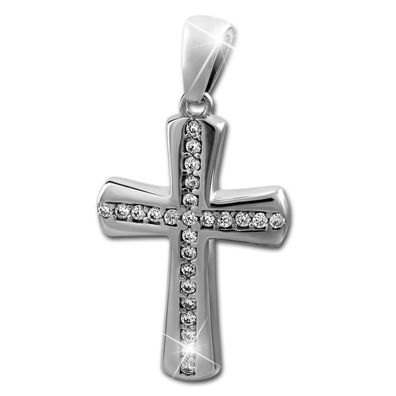 SilberDream Ketten Anhänger Damen Kreuz 925 Silber Zirkonia Halsschmuck SDH425W