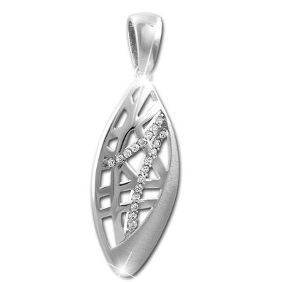 SilberDream Ketten Anhänger Damen Oval 925 Silber Zirkonia Halsschmuck SDH433W