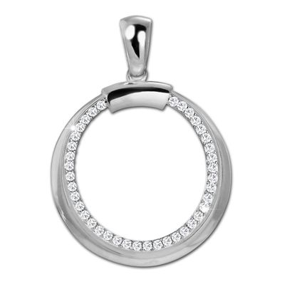 SilberDream Ketten Anhänger Damen Round 925 Silber weiß Halsschmuck SDH4382W