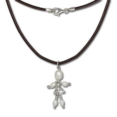 SilberDream Halskette 925 Silber 45cm Damen Schmuck Dancer schwarz weiß SDK102