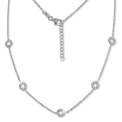 SilberDream Halskette 925 Silber 47cm Damen Schmuck Blümchen silber SDK11444J