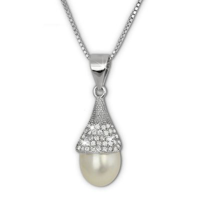 SilberDream Halskette Echt 925 Silber 45cm Damen Schmuck silber weiß SDK1528W