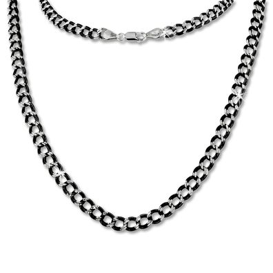 SilberDream Collier 925 Silber 45cm Panzerkette Schmuck silber schwarz SDK21445S