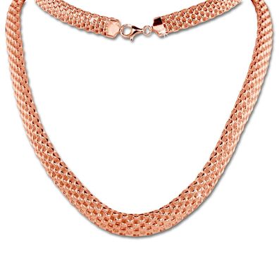 SilberDream Collier 925 Silber vergoldet 45cm Geflecht silber rose SDK22045E