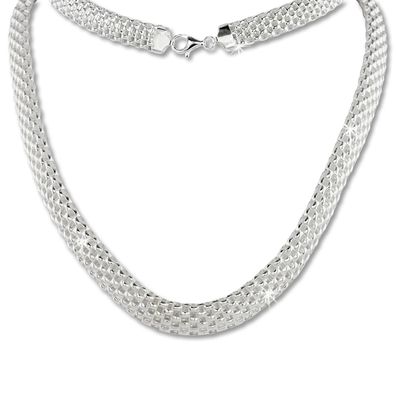 SilberDream Collier 925 Silber 45cm Damen Schmuck Geflecht silber SDK22045J