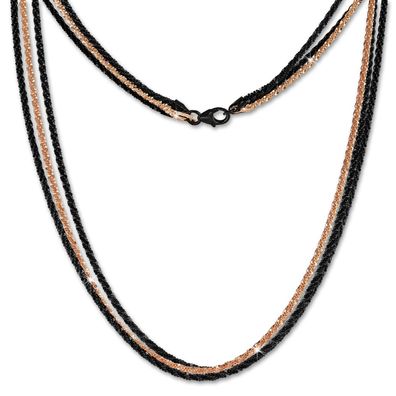 SilberDream Collier 925 Silber vergoldet 45cm gedreht rose schwarz SDK23745S