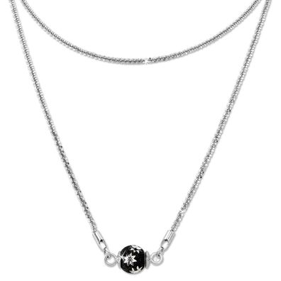 SilberDream Halskette 925 Silber 45cm Kugel Schmuck silber schwarz SDK23945S