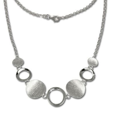 SilberDream 45cm Collier Kette Elemente matt Silber Damen Halsschmuck SDK400