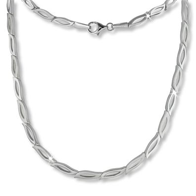 SilberDream 45cm Collier Kette Blütenblatt matt Silber Damen Schmuck SDK428