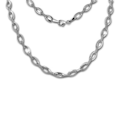 SilberDream Halskette oval Damen Halsschmuck 925er Sterling Silber weiß SDK449W