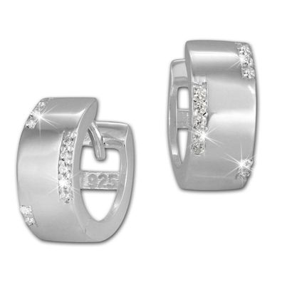 SilberDream Creolen 13mm weiß Ohrringe Sterlingsilber Zirkonia Damen SDO385W