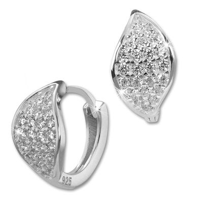SilberDream Creolen 14mm weiß Ohrringe Silber Blatt Zirkonia Damen SDO422W