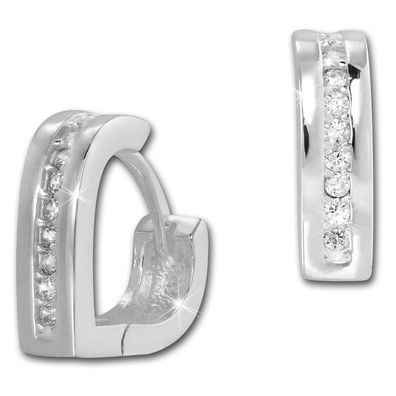 SilberDream Creolen Zirkonia weiß Ohrringe Sterlingsilber Herz Damen SDO4261W