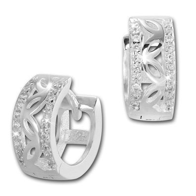 SilberDream Creolen Zirkonia weiß Ohrringe Sterlingsilber Senses Damen SDO4266W