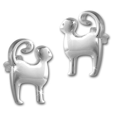 Teenie-Weenie Ohrstecker Ohrringe glanz 925 Echt Silber Katze Kinder SDO4294J