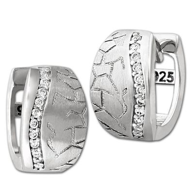 SilberDream Damen Ohrringe Welle Zirkonia weiß Creolen 925 Silber SDO4308W
