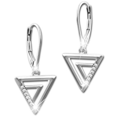 SilberDream Damen Ohrringe Dreiecke Zirkonia weiß Ohrhänger 925 Silber SDO4315W