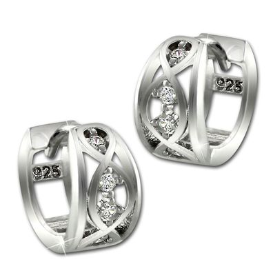 SilberDream Damen Ohrringe Ranke Zirkonia weiß Creolen 925 Silber SDO4329W