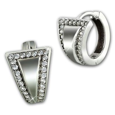 SilberDream Damen Ohrringe Dreieck Zirkonia weiß Creolen 925 Silber SDO4333W