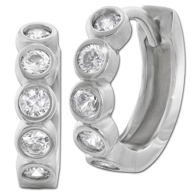 SilberDream Damen Ohrringe fünf Zirkonia weiß Creolen 925 Silber SDO4362W