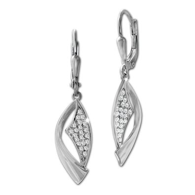 SilberDream Damen Ohrringe Banner Zirkonia weiß Ohrhänger 925 Silber SDO4377W