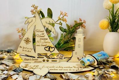 Goldene Hochzeit Hochzeitstag 50 Jahre Jubiläum Personalisiert Schiff Leuchtturm