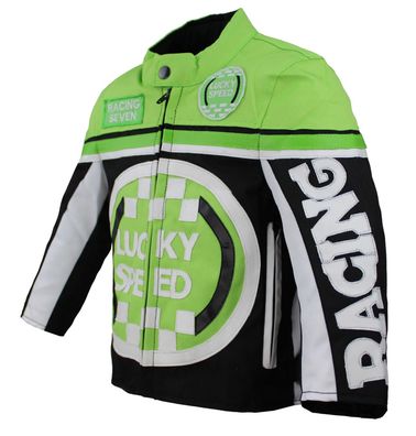 Motorradjacke Kinder Biker Jacke Motorrad Racing Jacket Moto Biker Rocker Grün