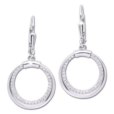 SilberDream Damen Ohrringe Round Zirkonia weiß Ohrhänger 925 Silber SDO4392W