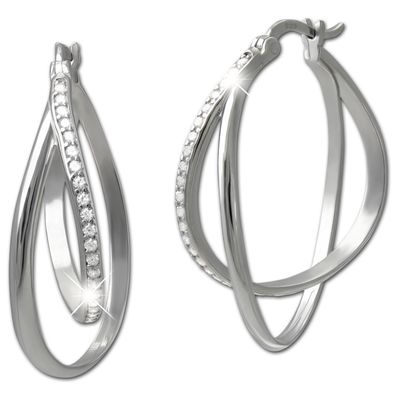 SilberDream Creole Double Zirkonia 925 Sterling Silber Damen Ohrringe SDO4451W