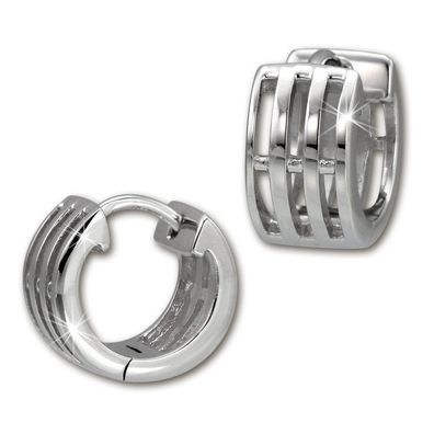 SilberDream Creolen 13mm silber Ohrringe Sterlingsilber Muster Damen SDO458J