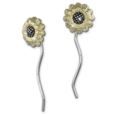 SilberDream Ohrhänger vergoldet Ohrringe Silber 333 Sonnenblume Damen SDO463Y