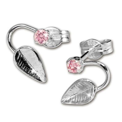SilberDream Ohrstecker rosa Ohrringe Silber Blatt Zirkonia Damen SDO531P