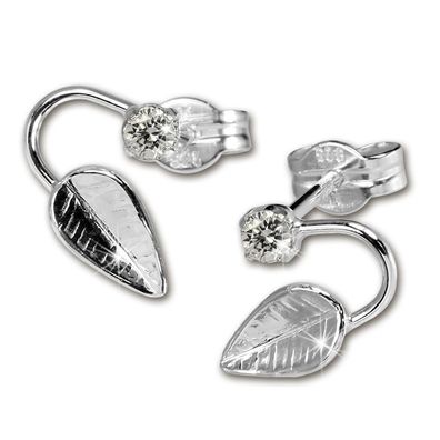 SilberDream Ohrstecker weiß Ohrringe Silber Blatt Zirkonia Damen SDO531W